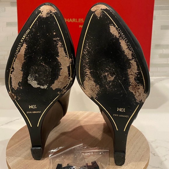 CHARLES JOURDAN. ALMA WEDGE POINT. BLACK LEATHER SIZE 10 - Picture 4 of 4